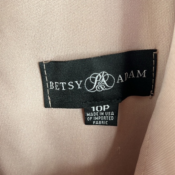 BETSY & ADAM NWT CELINE BOAT NECK CHAMPAGNE CRINKLE GOWN SZ 10 P - Picture 9 of 11